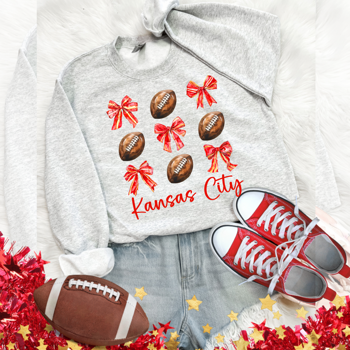 COQUETTE FOOTBALL KANSAS CITY - ASH CREWNECK