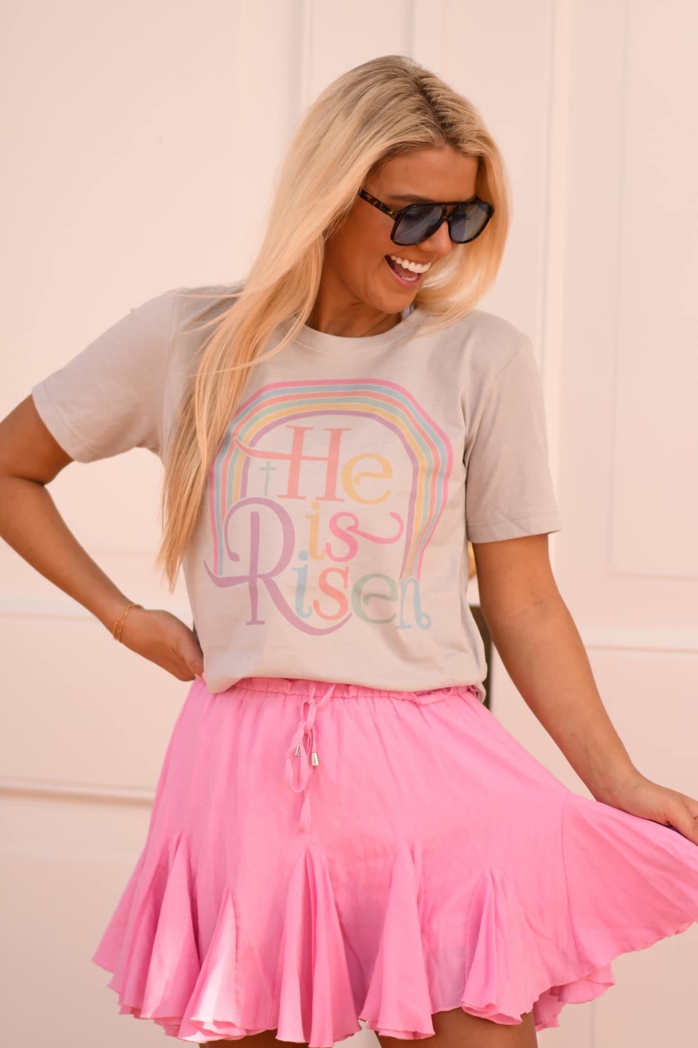 He is Risen Rainbow Tee