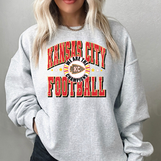 Kansas City - We are The Champions (with leopard) Ash Crewneck