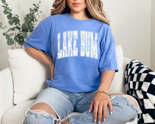 DISTRESSED LAKE BUM - FLO BLUE TEE