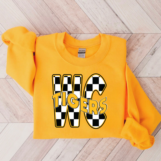 Worth County Tigers Checkered Gold Crewneck