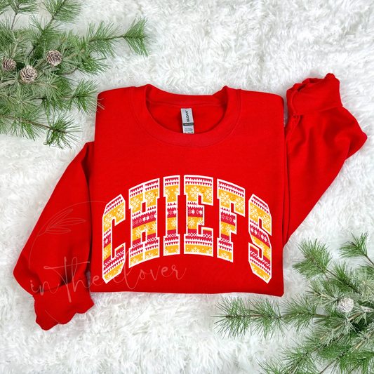 CHIEFS UGLY SWEATER - RED CREWNECK