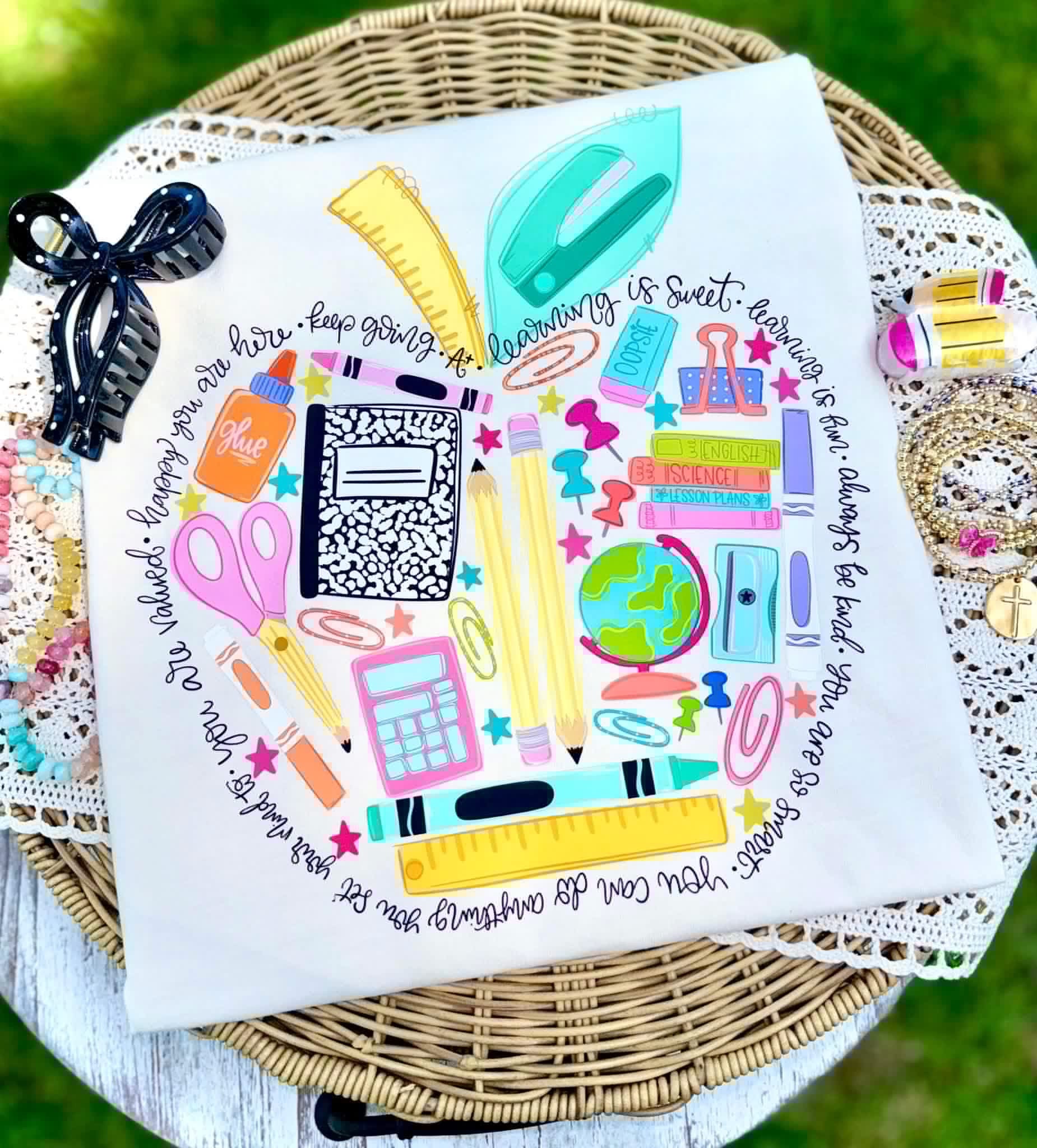 Apple Collage - White Tee