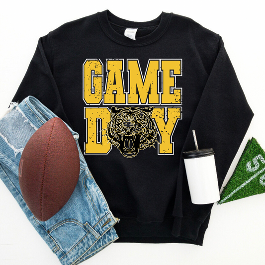 Worth County Tigers Distressed Game Day Black Crewneck