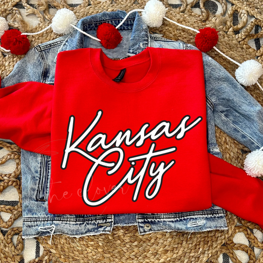 BLACK KANSAS CITY SCRIPT - RED CREWNECK