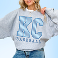 Striped KC Baseball - Sport Grey Crewneck