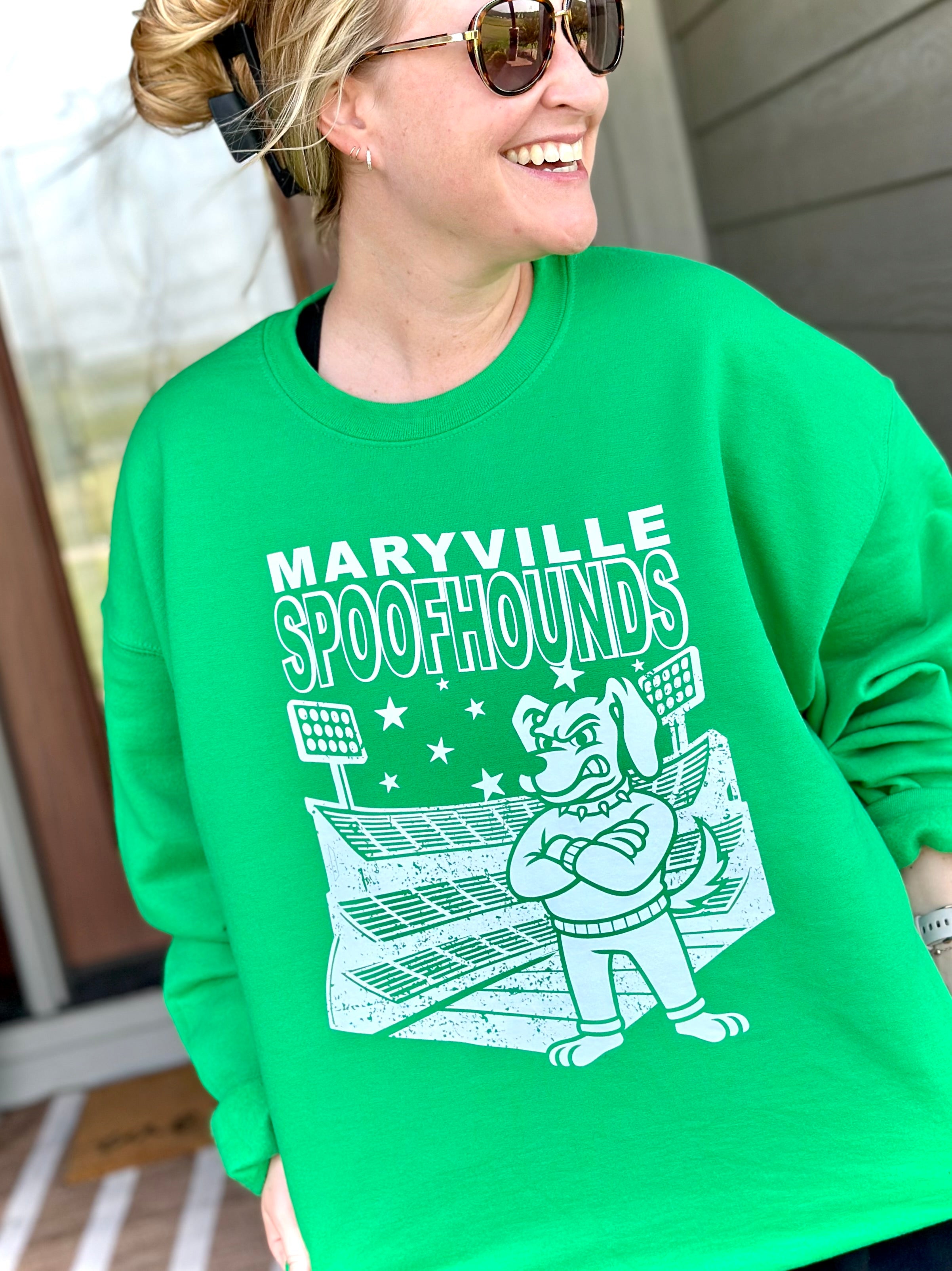 Maryville Spoofhounds Stadium - Green Crewneck Sweatshirt