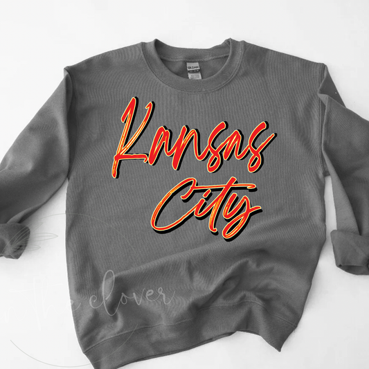 Kansas City Script Charcoal Crewneck