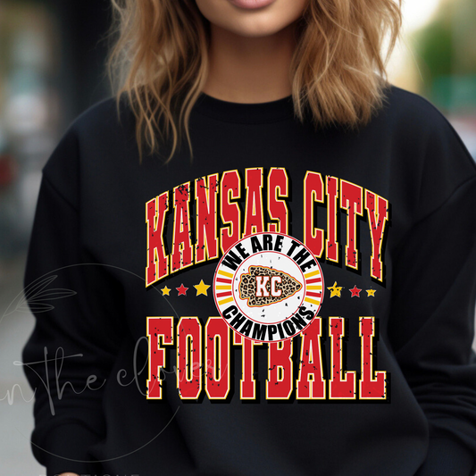 Kansas City - We are the Champions (with leopard) Black Crewneck