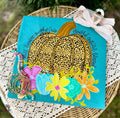 Fall Words Around Leopard Pumpkin - Lagoon Tee