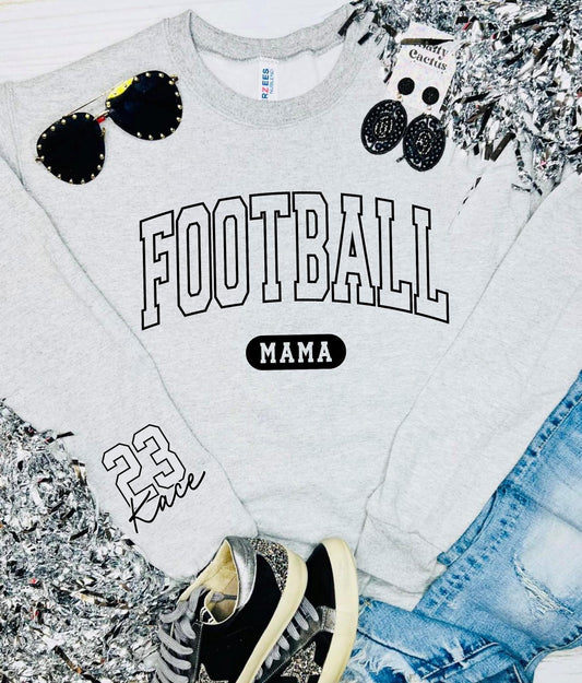 CUSTOM FOOTBALL MAMA CREWNECK - ASH GREY