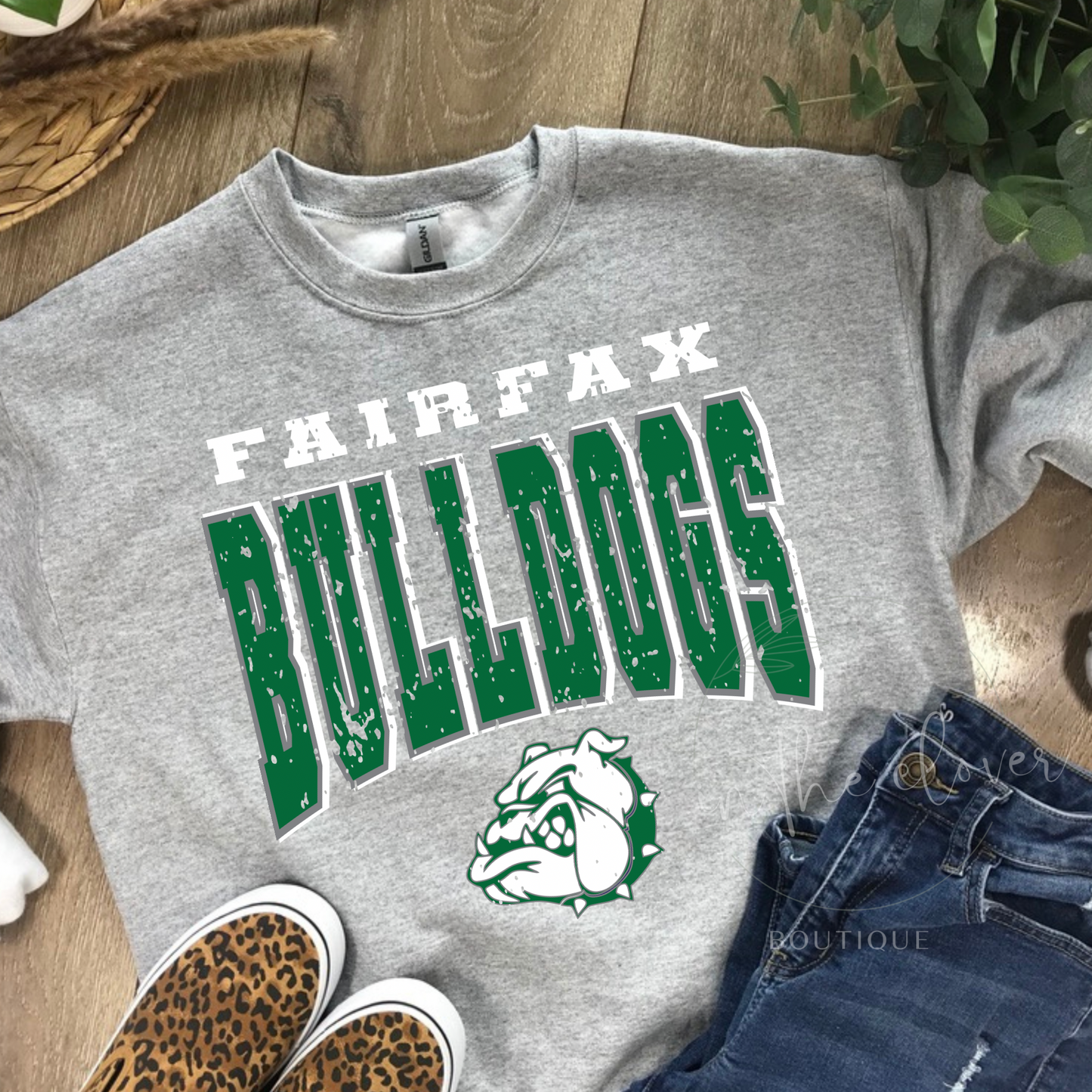 Fairfax Bulldogs Distressed Crewneck