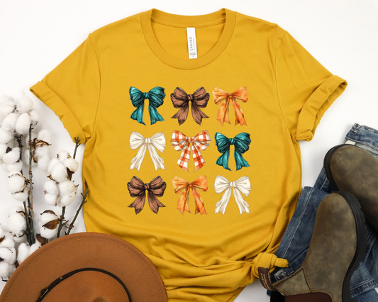 COLORFUL FALL COQUETTE BOW - MUSTARD TEE