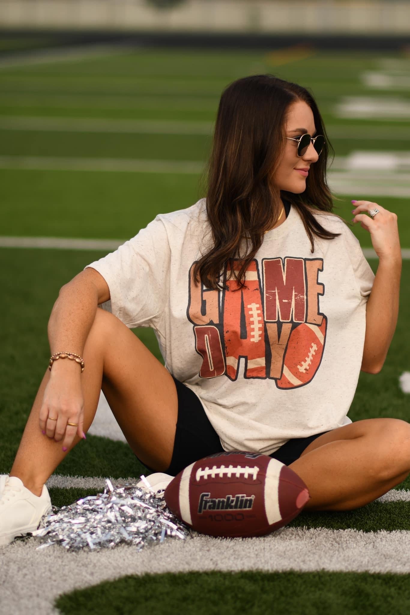 GAME DAY FOOTBALL BLOCK - OATMEAL TEE