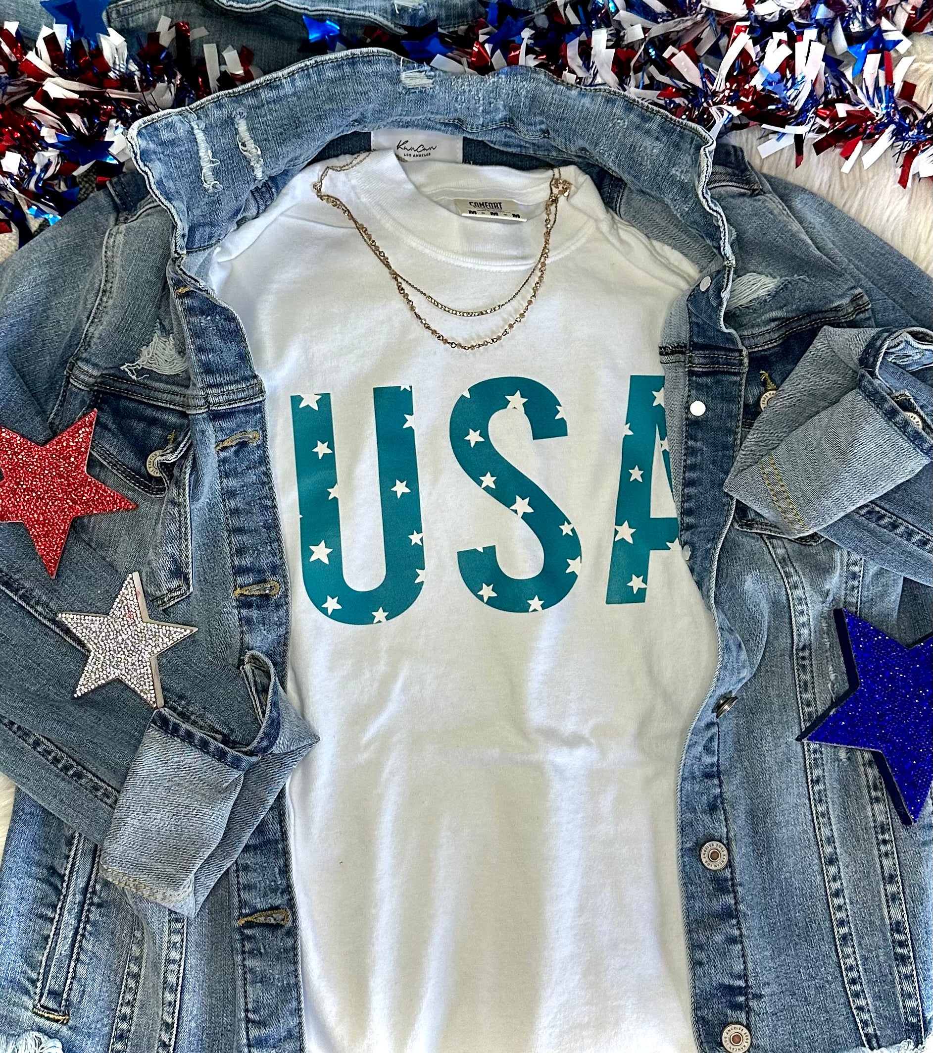 BASIC STAR USA - WHITE TEE