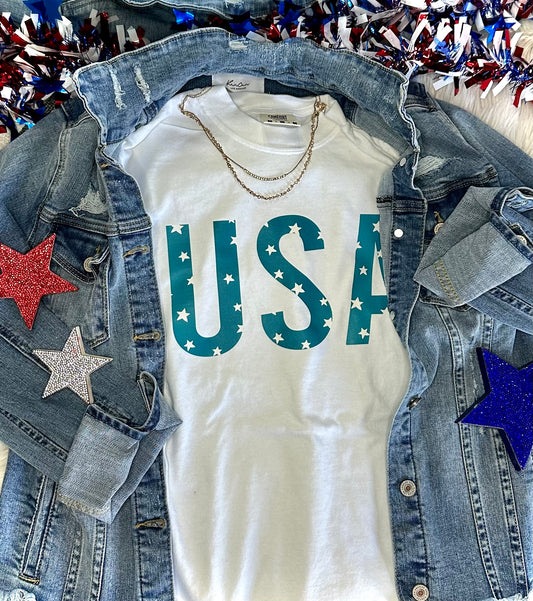 BASIC STAR USA - WHITE TEE
