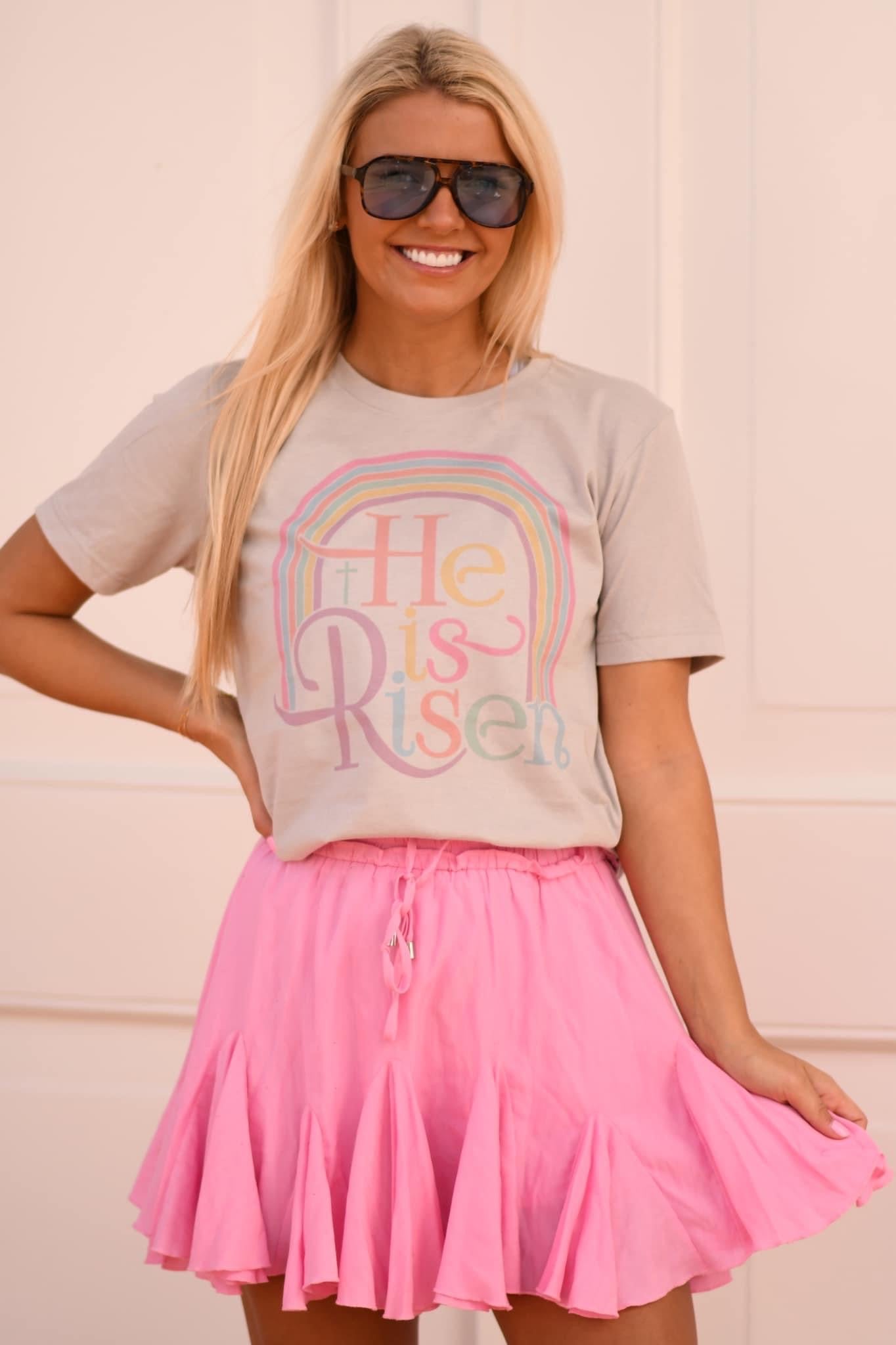 He is Risen Rainbow Tee