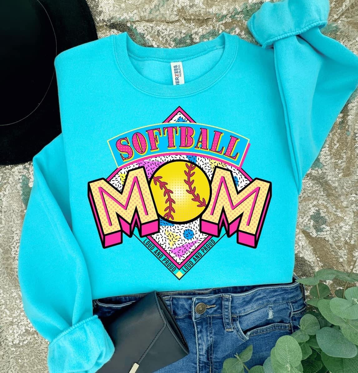 Softball Mom Blue Crewneck