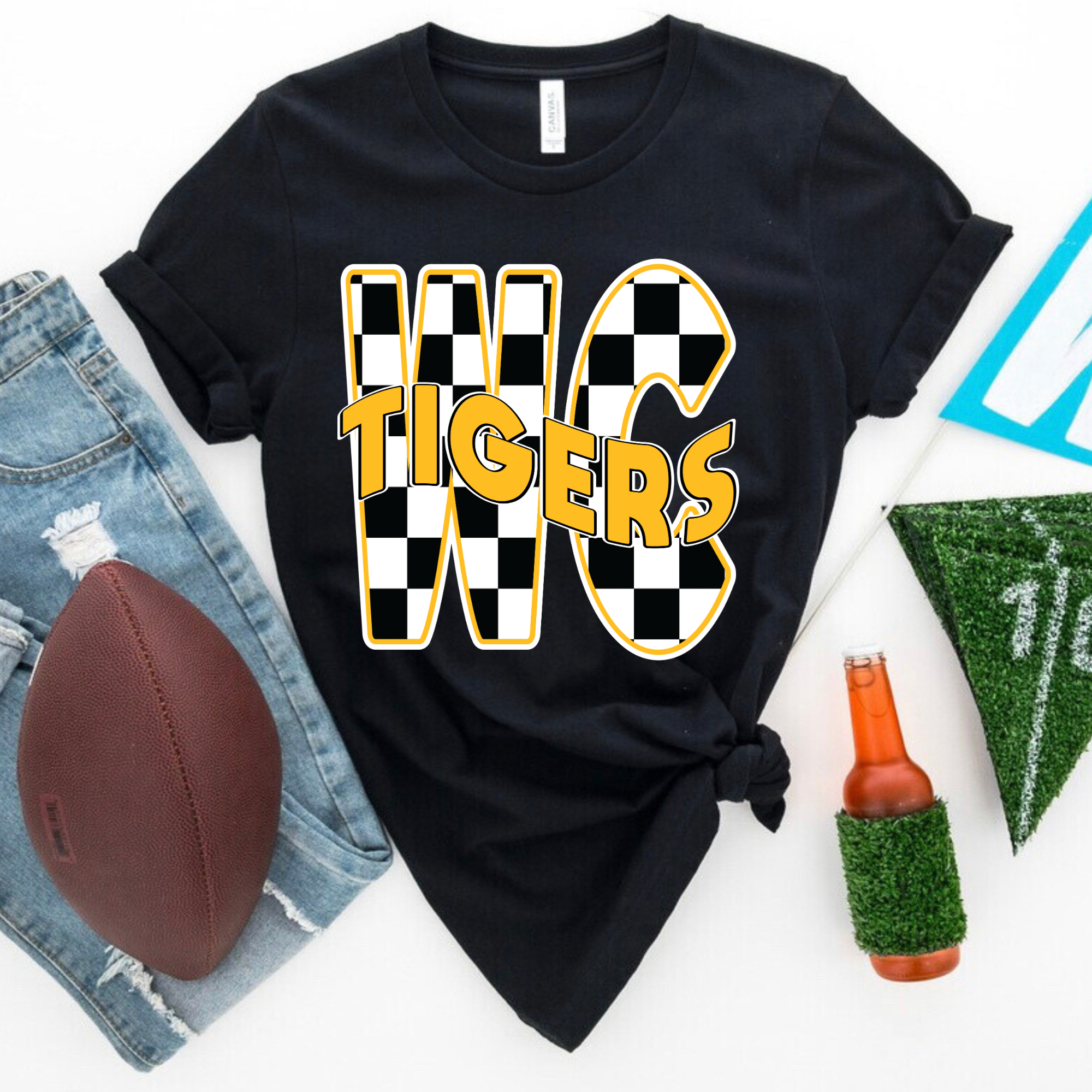 Worth County Tigers Checkered Black Tee