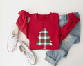 Plaid Christmas Tree Red Crewneck