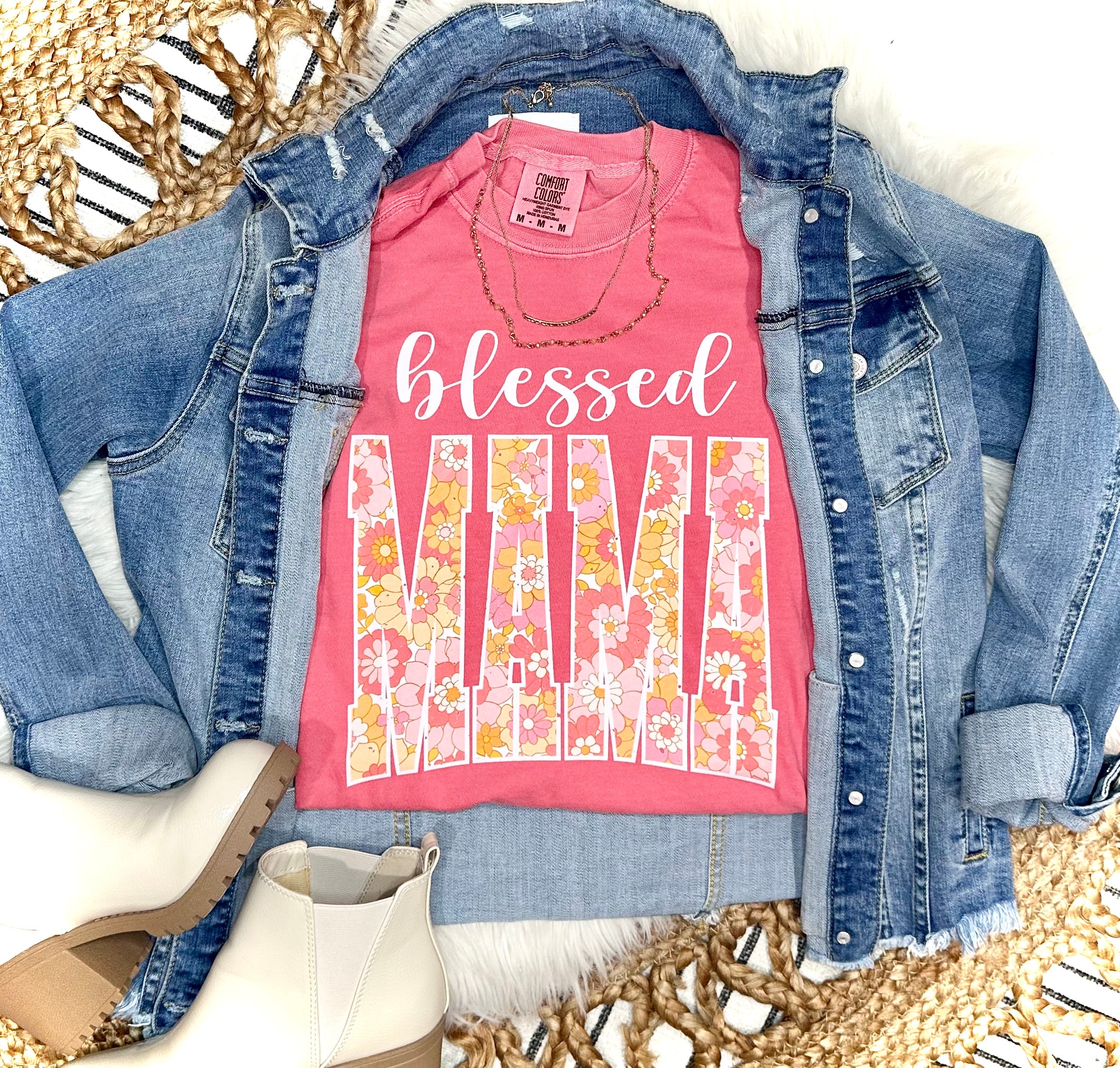 BLESSED MAMA - WATERMELON TEE