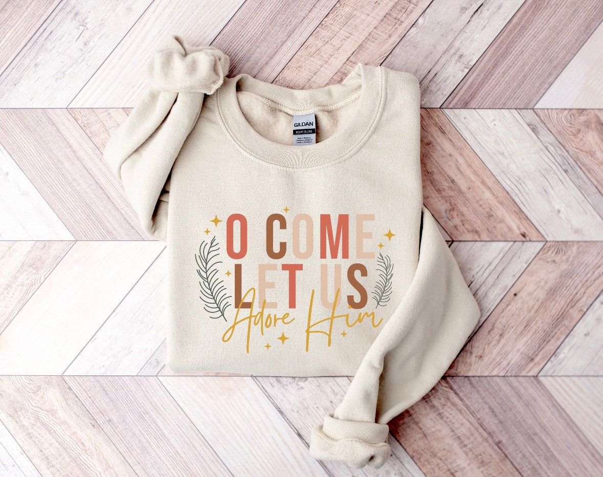 Oh Come Let Us Adore Him - SAND CREWNECK