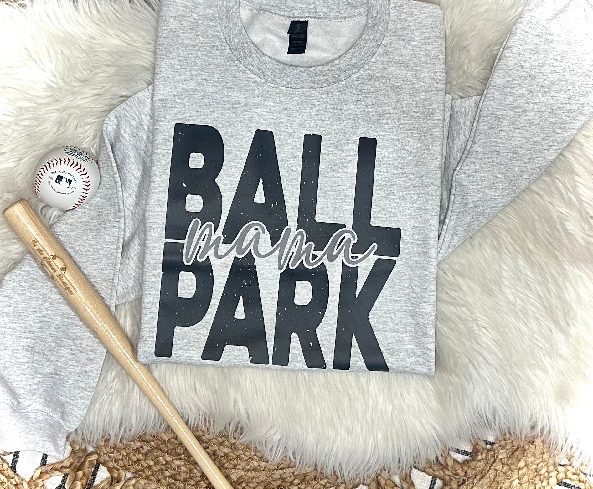 BALLPARK MAMA - ASH CREWNECK