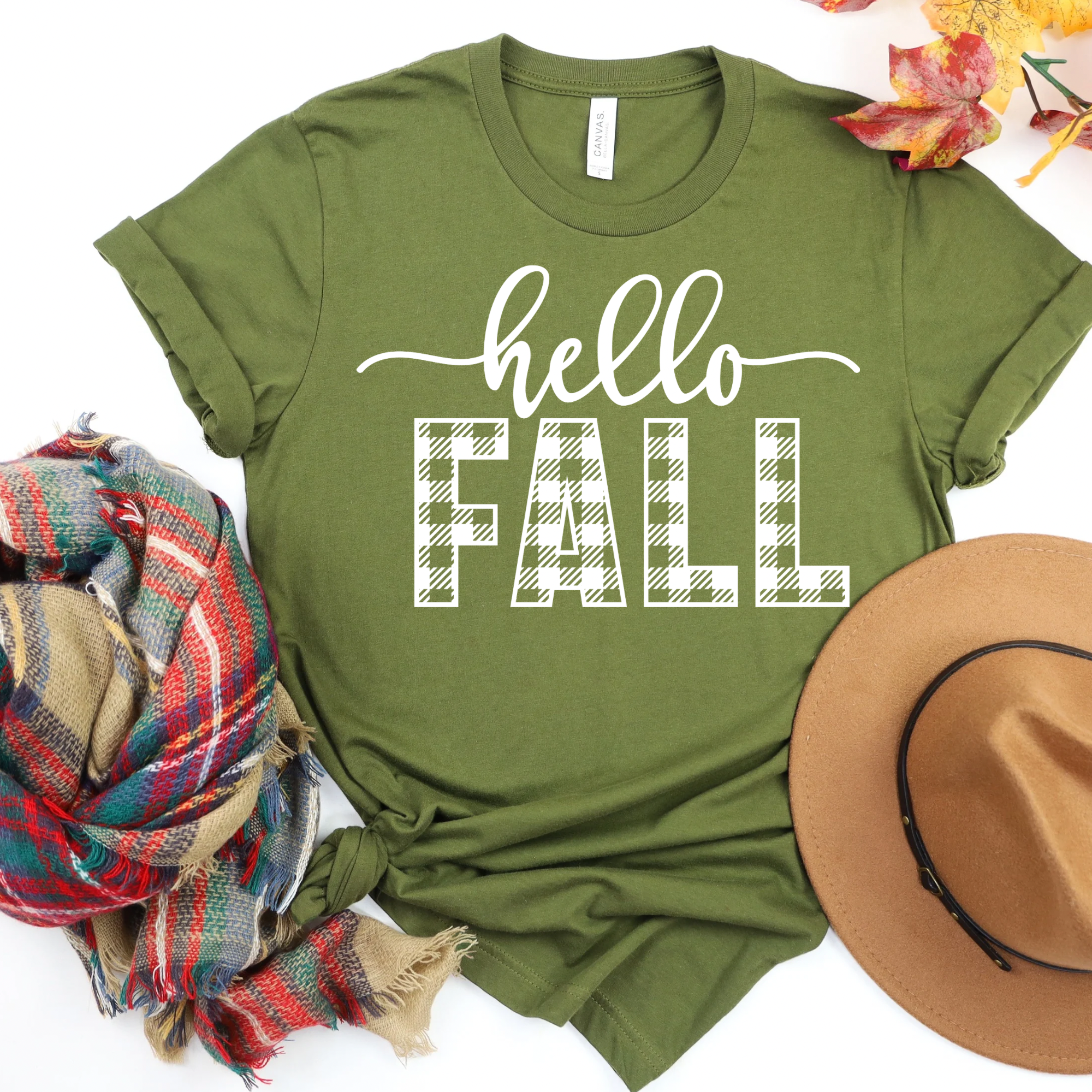 HELLO FALL - OLIVE TEE