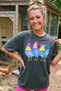 Floral Triple Chicken - Pepper Tee