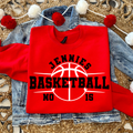 Jennies Basketball Custom Number - Red Crewneck