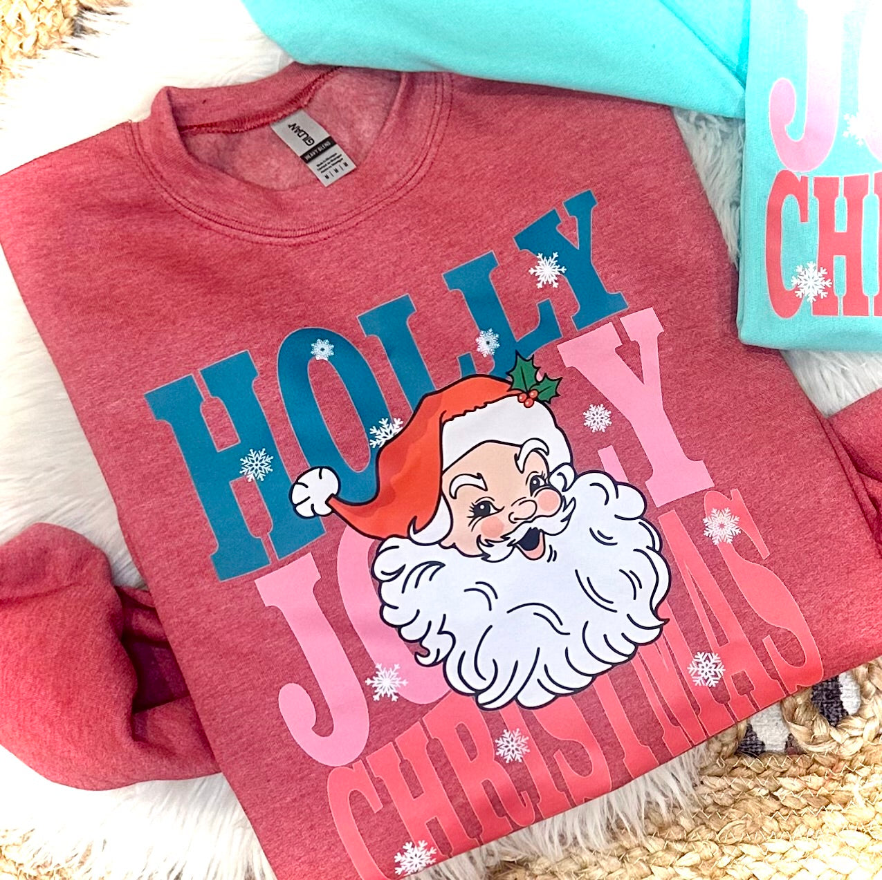 HOLLY JOLLY CHRISTMAS - HEATHER RED CREWNECK