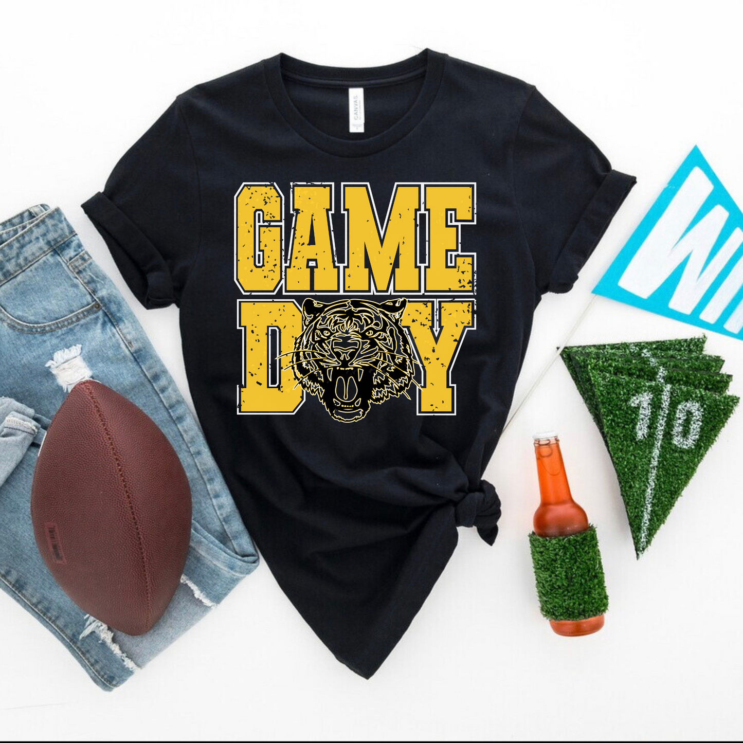 Worth County Distressed Game Day Black Tee