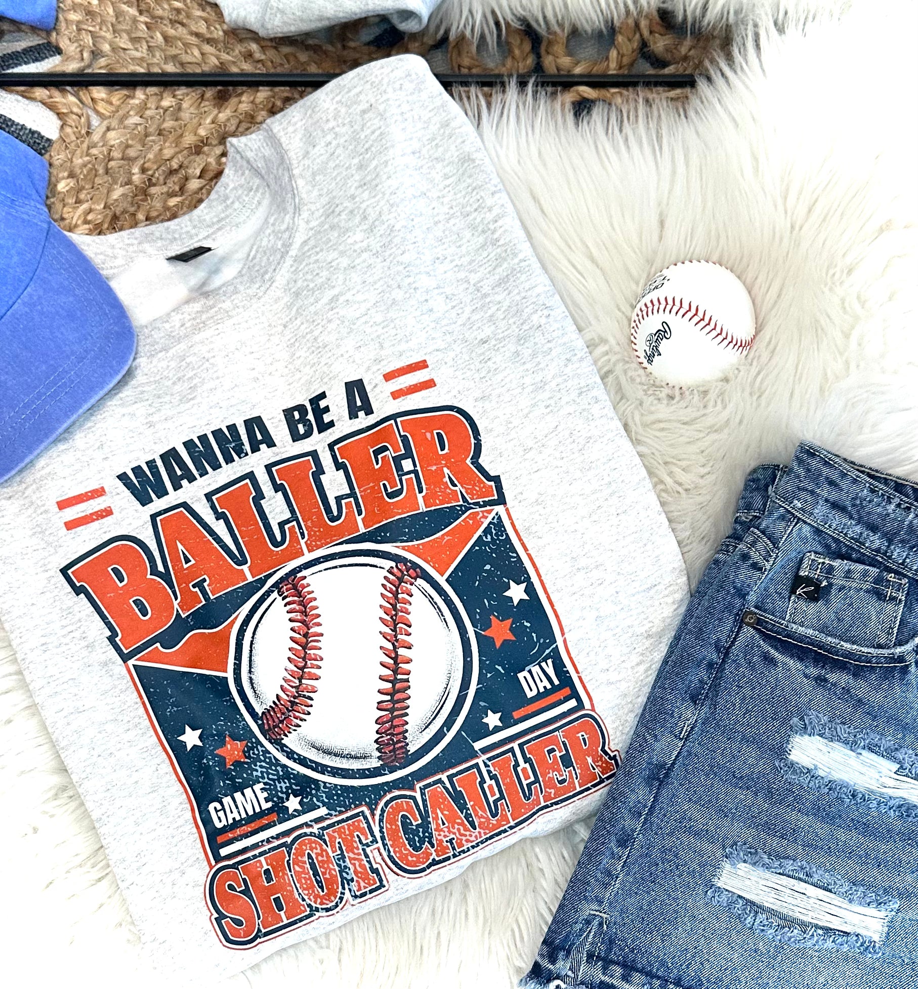 WANNA BE A BALLER SHOT CALLER - ASH CREWNECK
