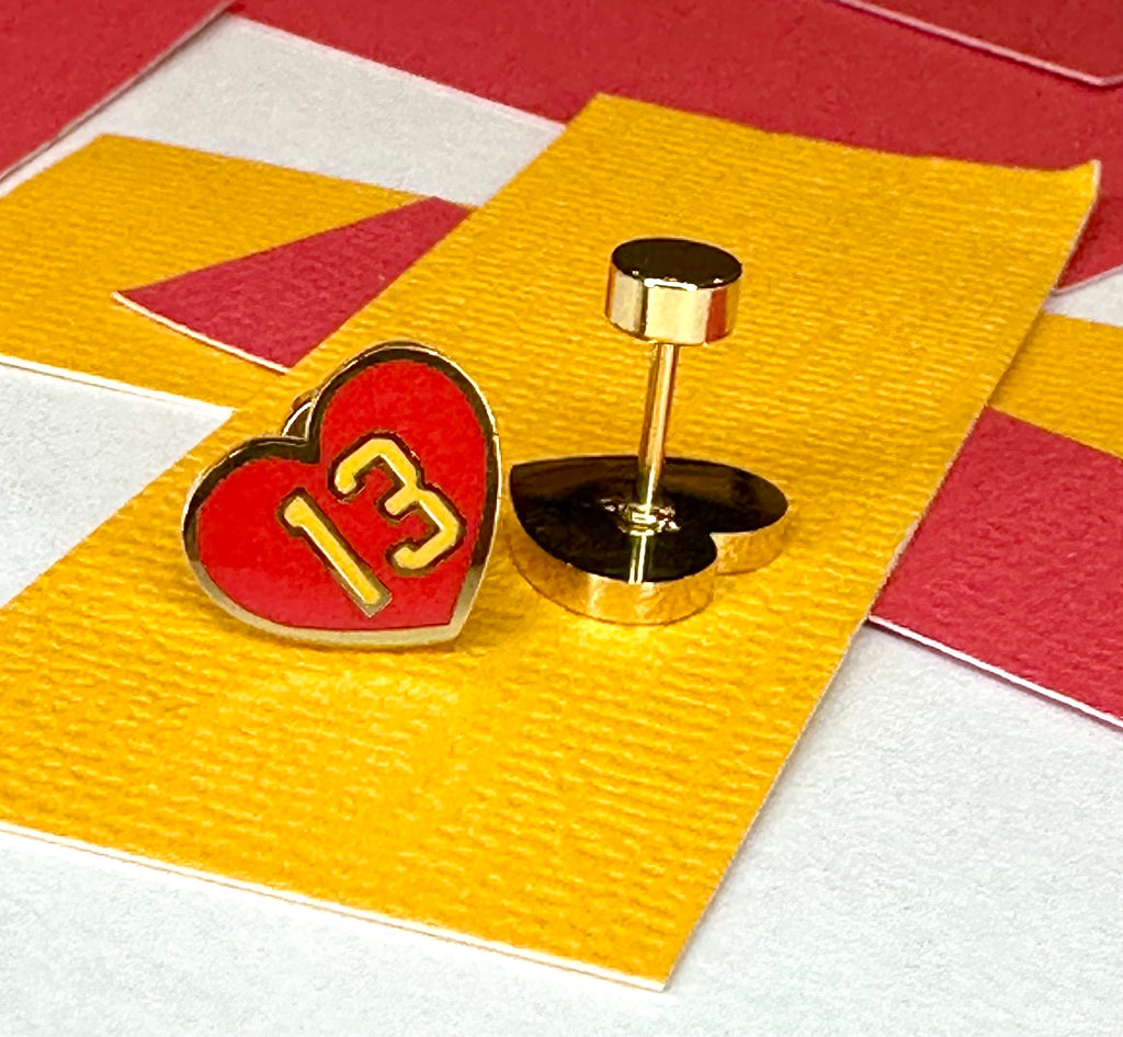 Taylor & Travis Heart KC Themed Earrings