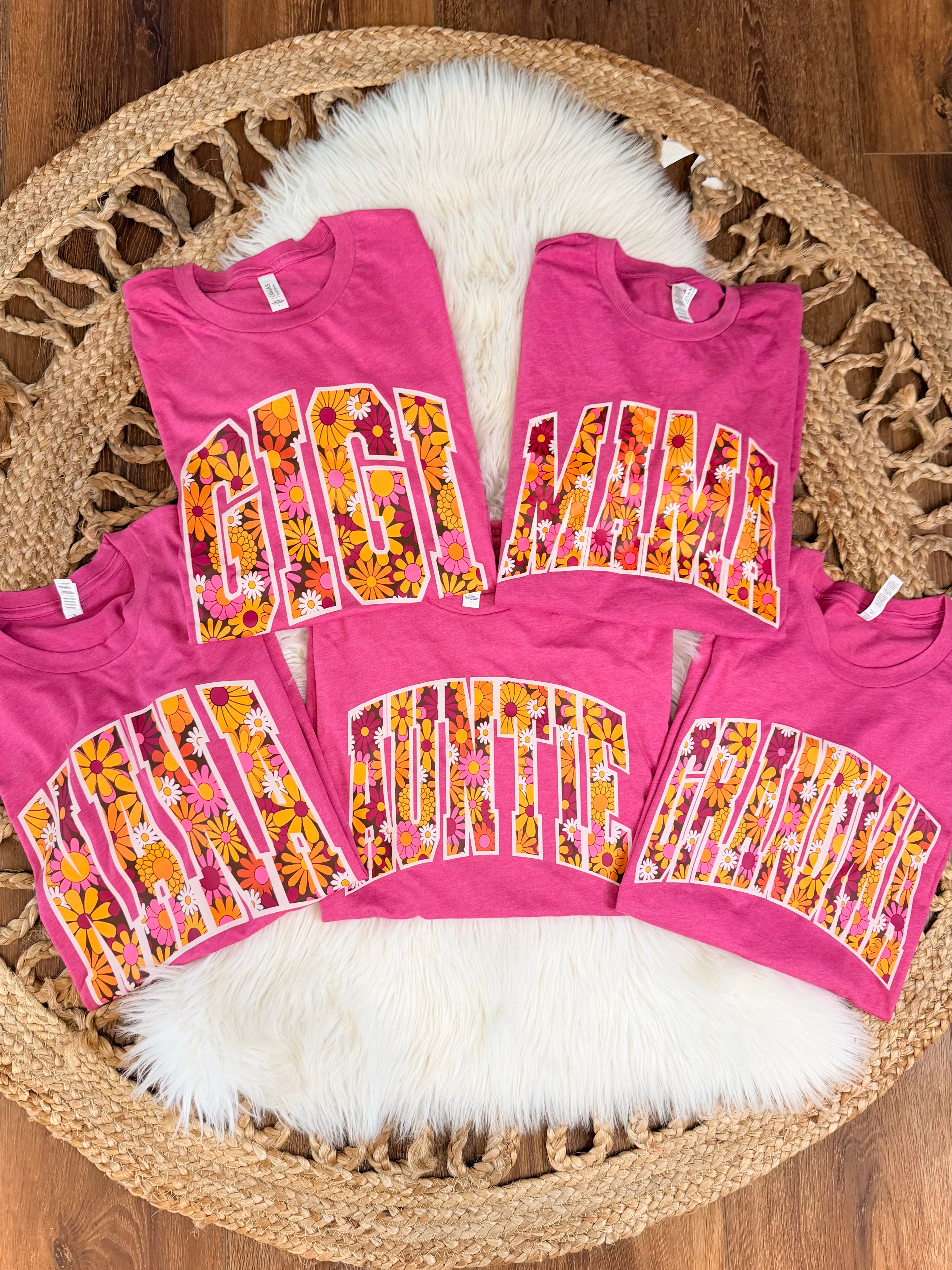 Raspberry Floral Name Tee