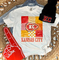 KC FOOTBALL CHECKERED COLLAGE - WHITE TEE