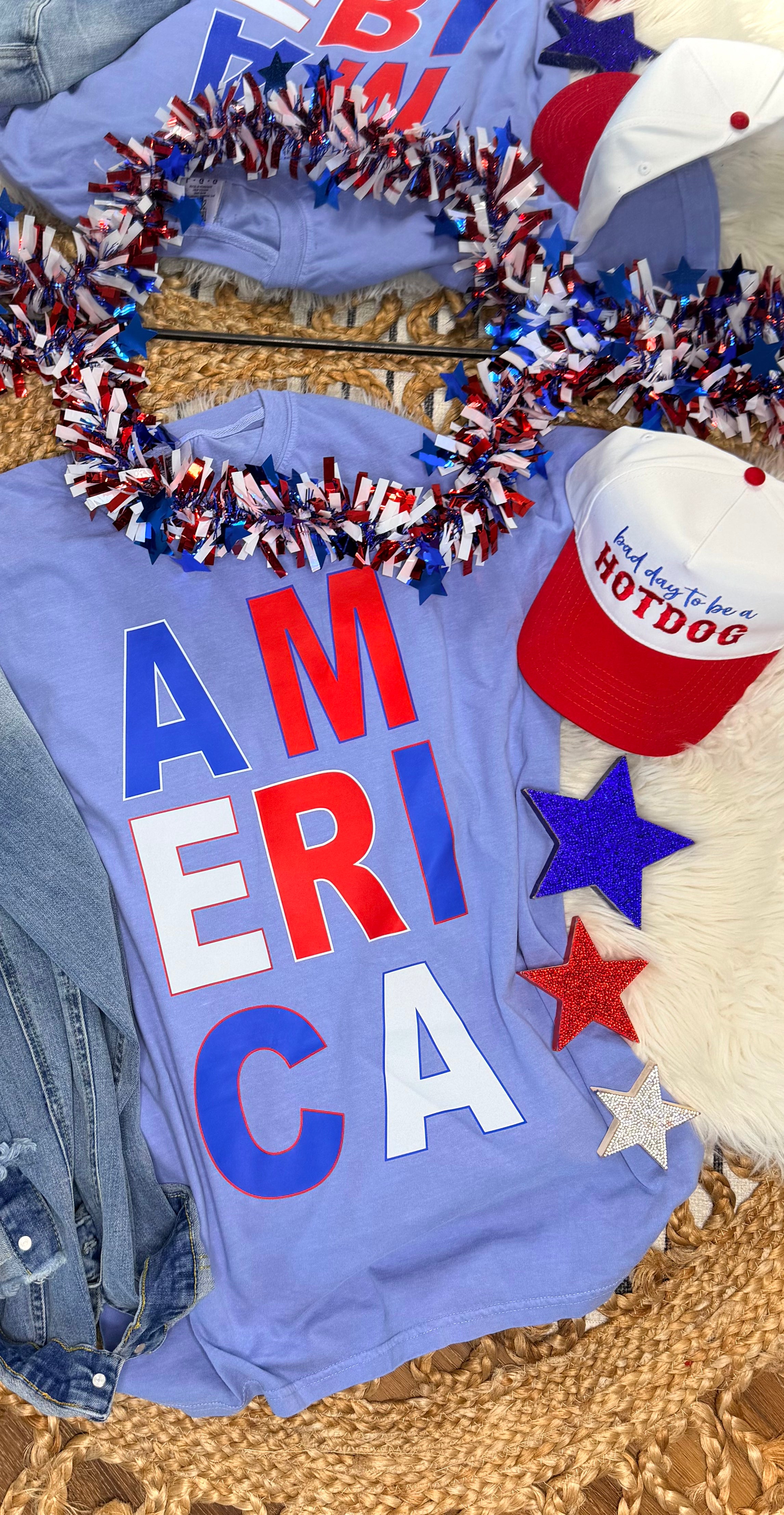 Stacked AMERICA - Blue Tee