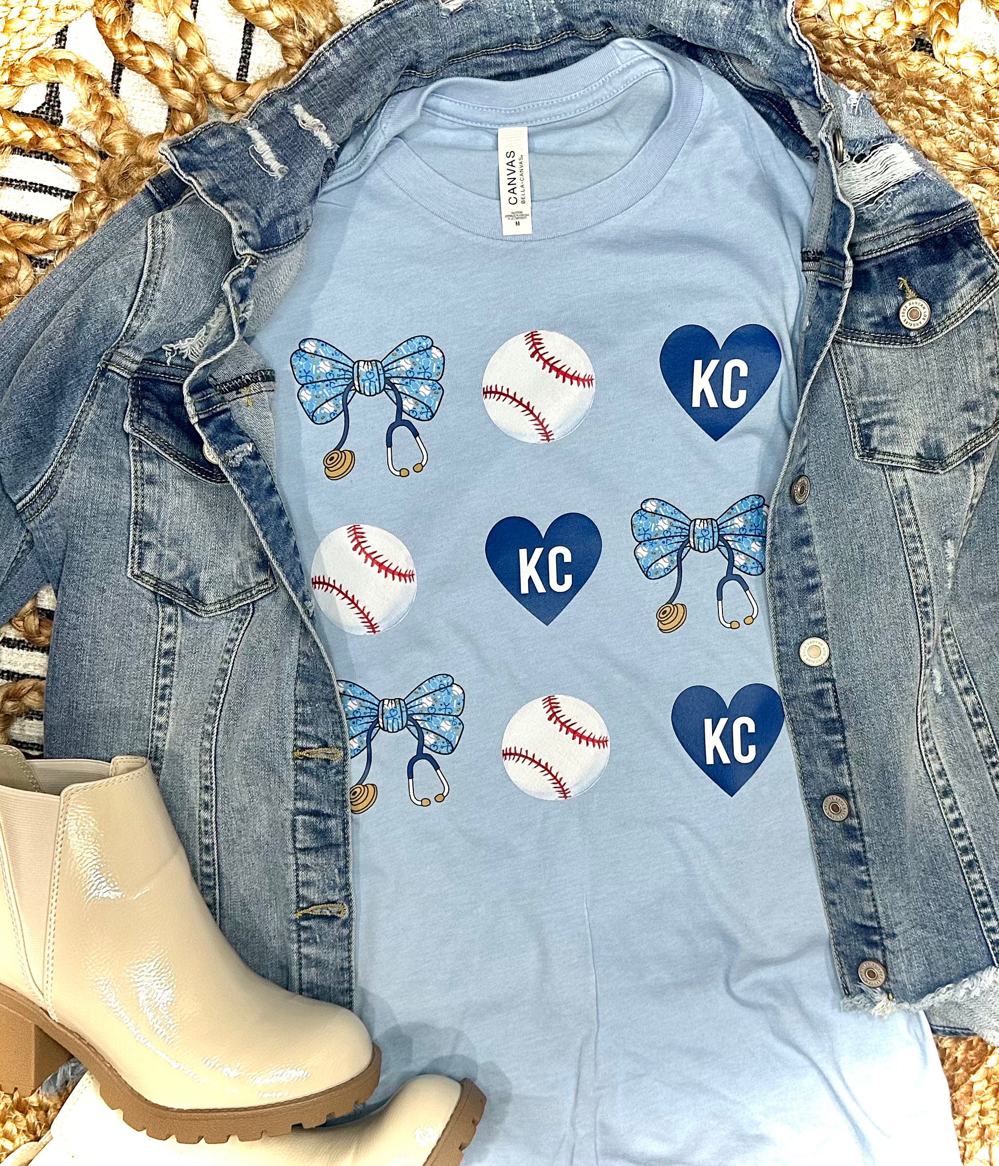 KC ROYALS NURSE COLLAGE - BABY BLUE TEE