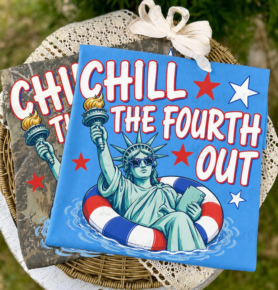 Chill The Fourth Out Statue of Liberty  - Royal Blue Tee