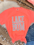 Blue Leopard Lake Bum - NEON RED ORANGE TEE
