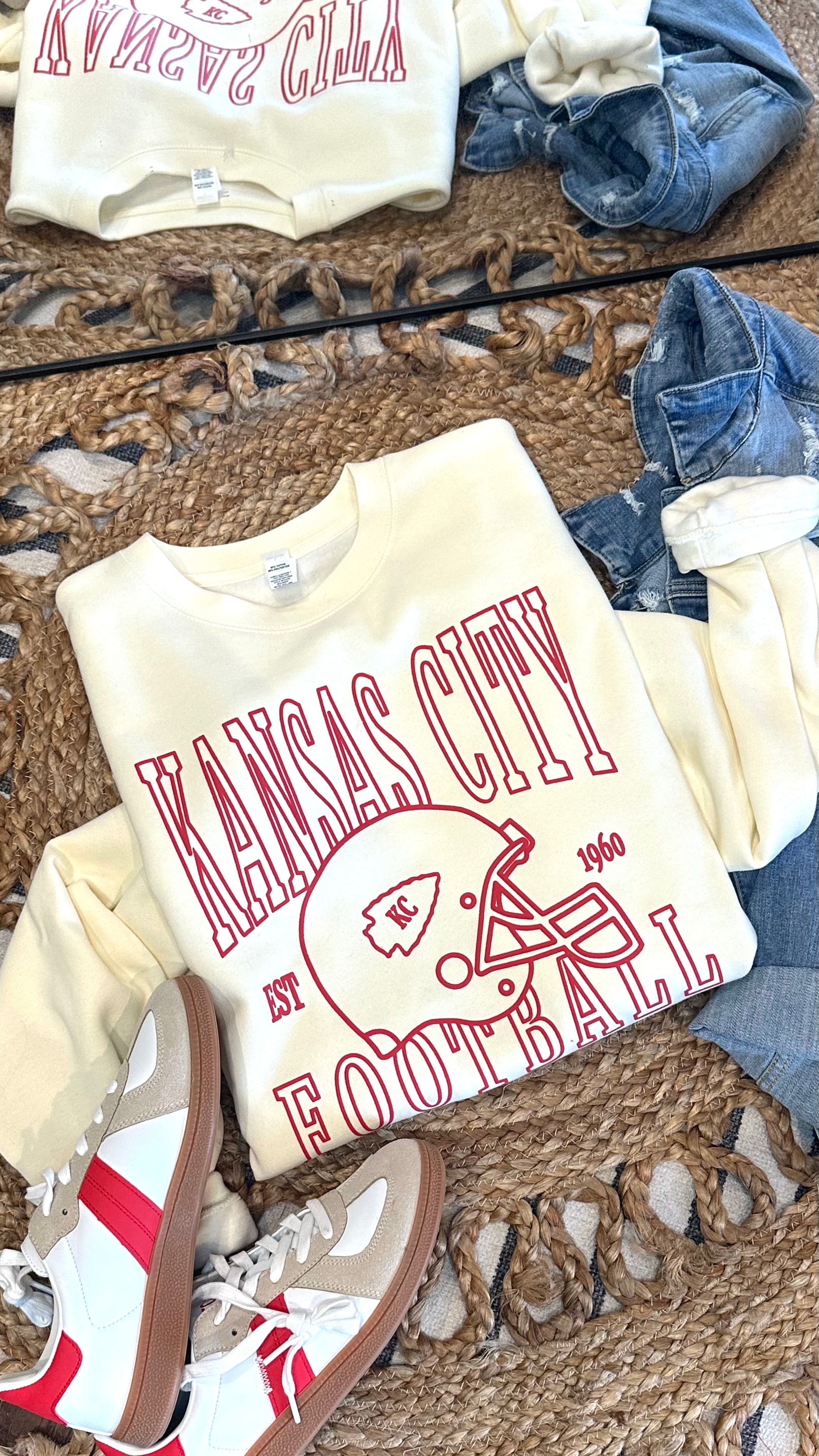 Puff Vintage Kansas City Football Est 1960 - Neutral Crewneck