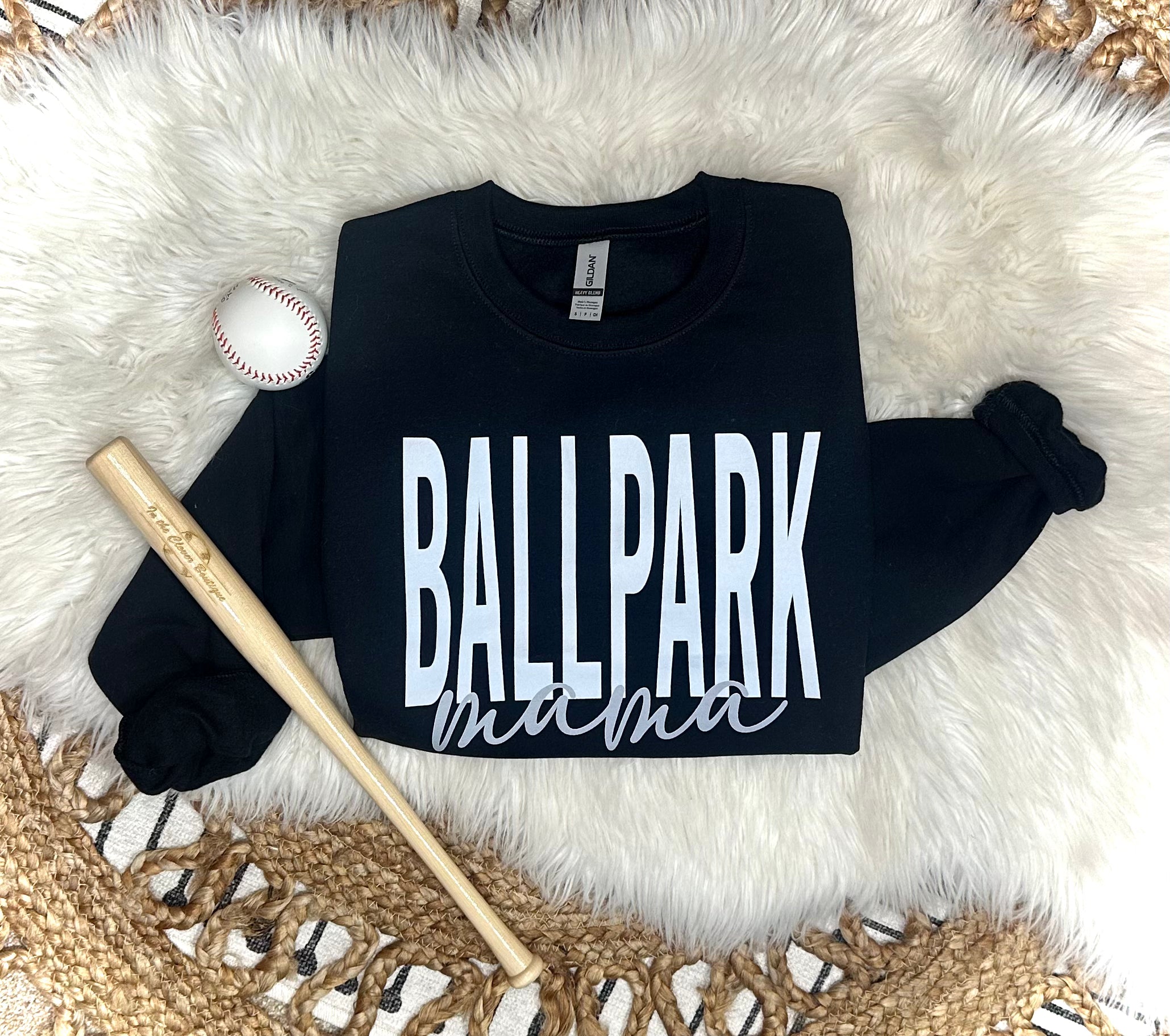 BALLPARK MAMA - BLACK CREWNECK