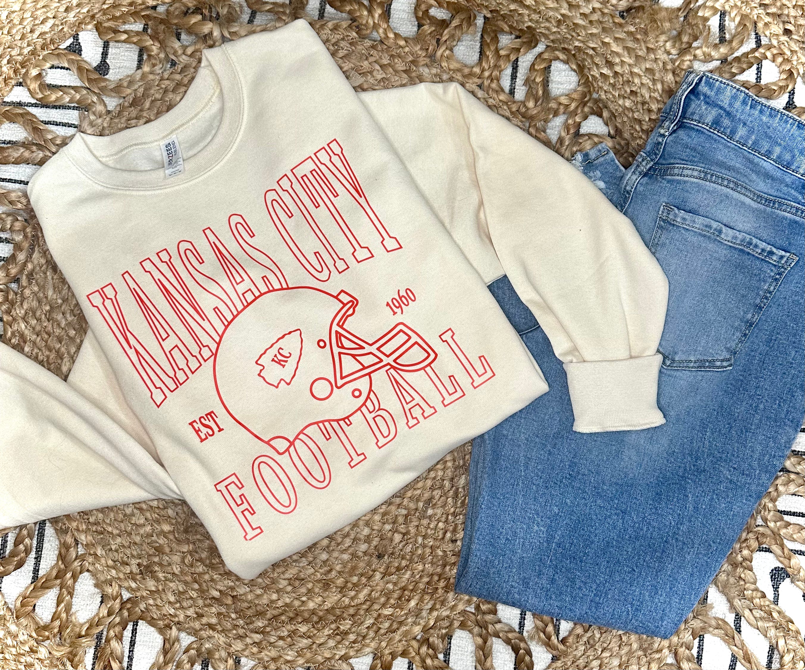 VINTAGE KANSAS CITY FOOTBALL - NATURAL CREWNECK
