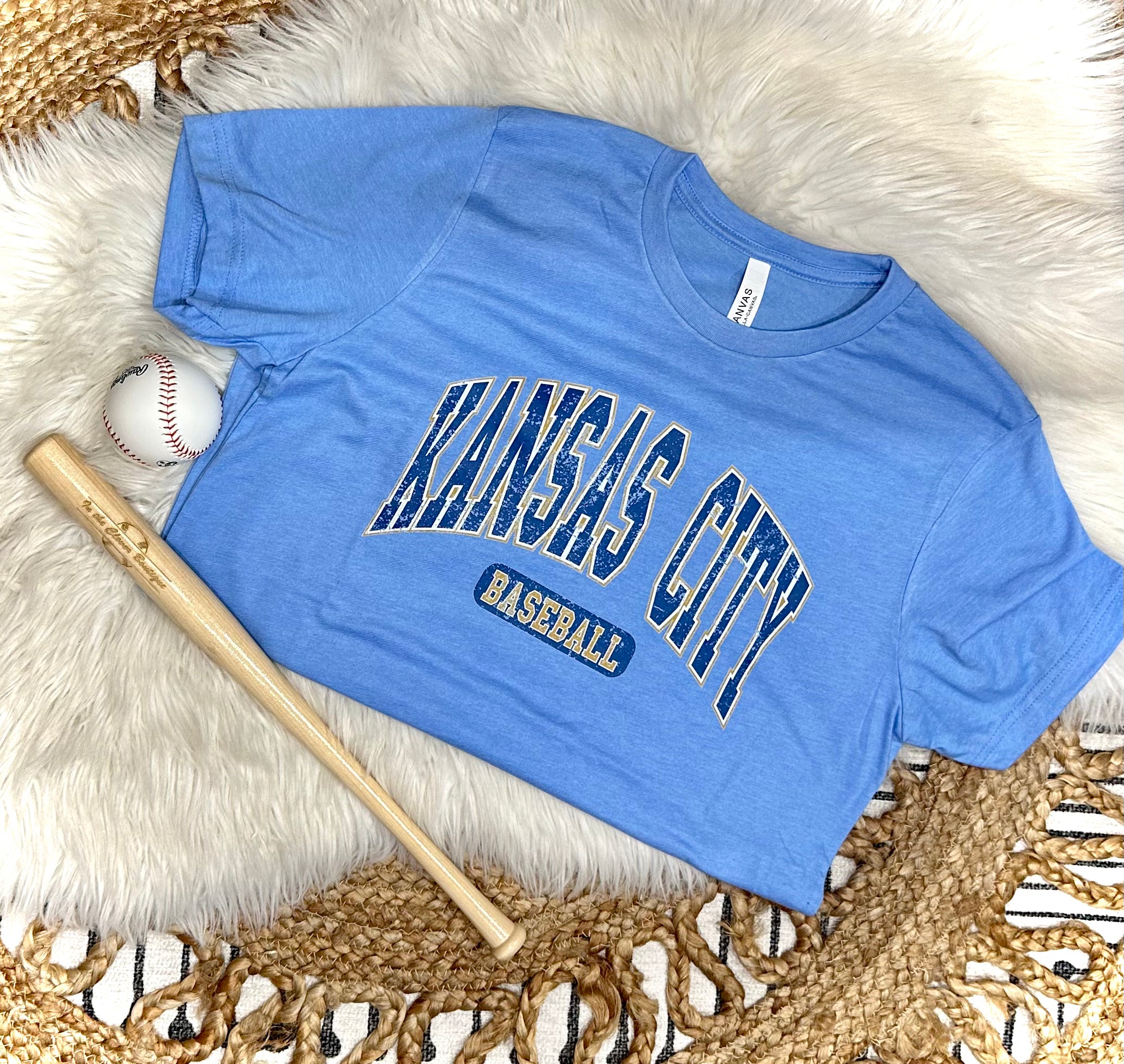 VARSITY KANSAS CITY BASEBALL - BLUE TEE