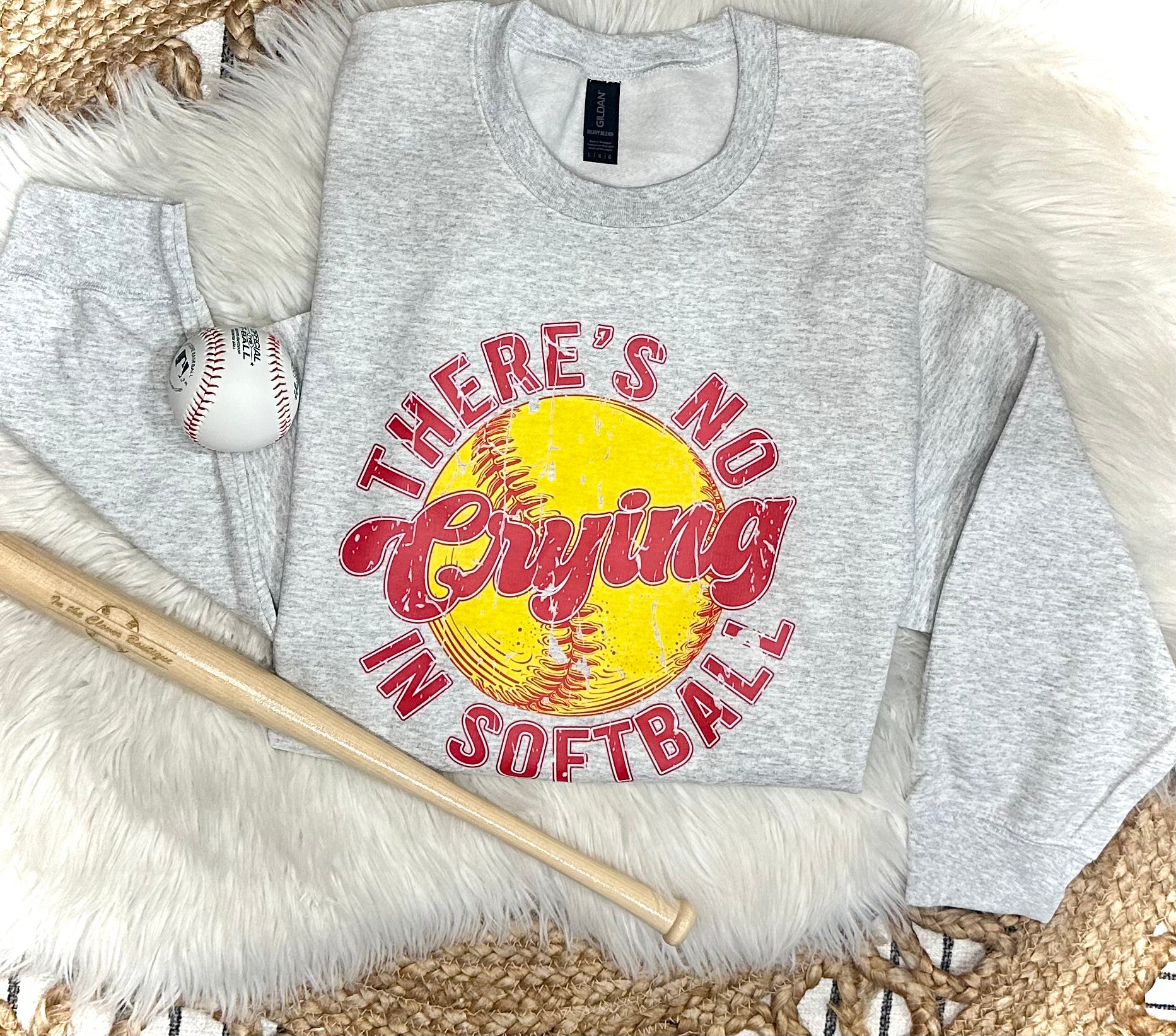 THERE'S NO CRYING IN SOFTBALL - ASH CREWNECK
