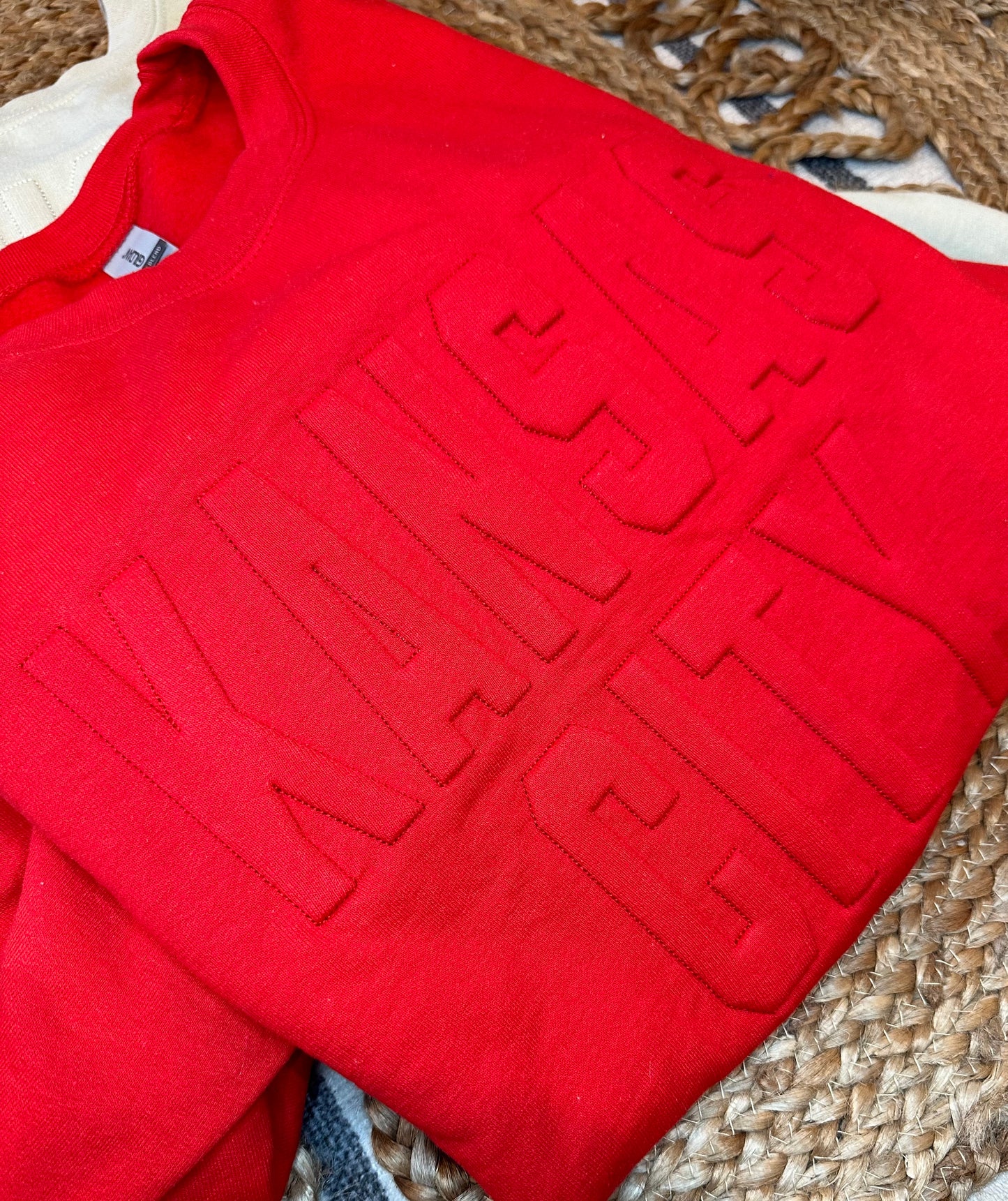 KANSAS CITY EMBOSSED + EMBROIDERED RED CREWNECK