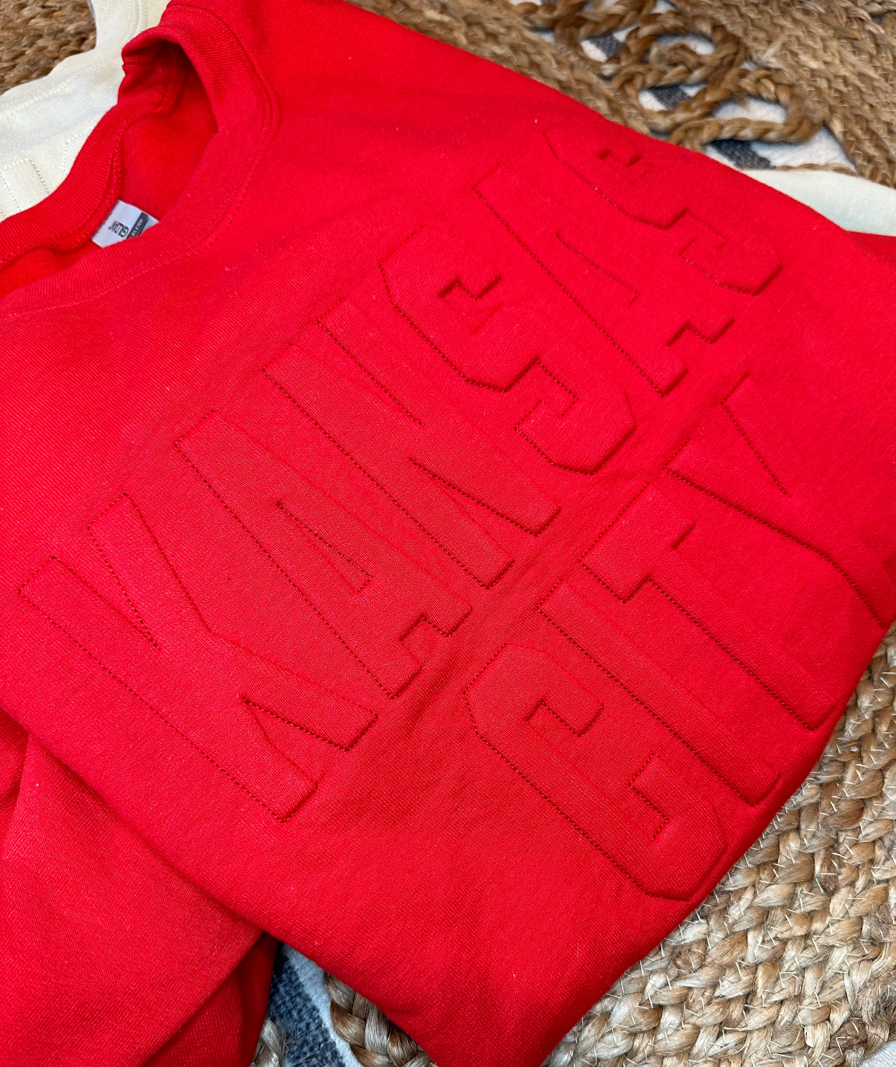 KANSAS CITY EMBOSSED + EMBROIDERED RED CREWNECK