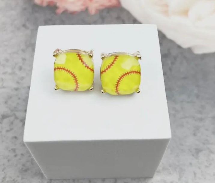 SOFTBALL STUD EARRINGS