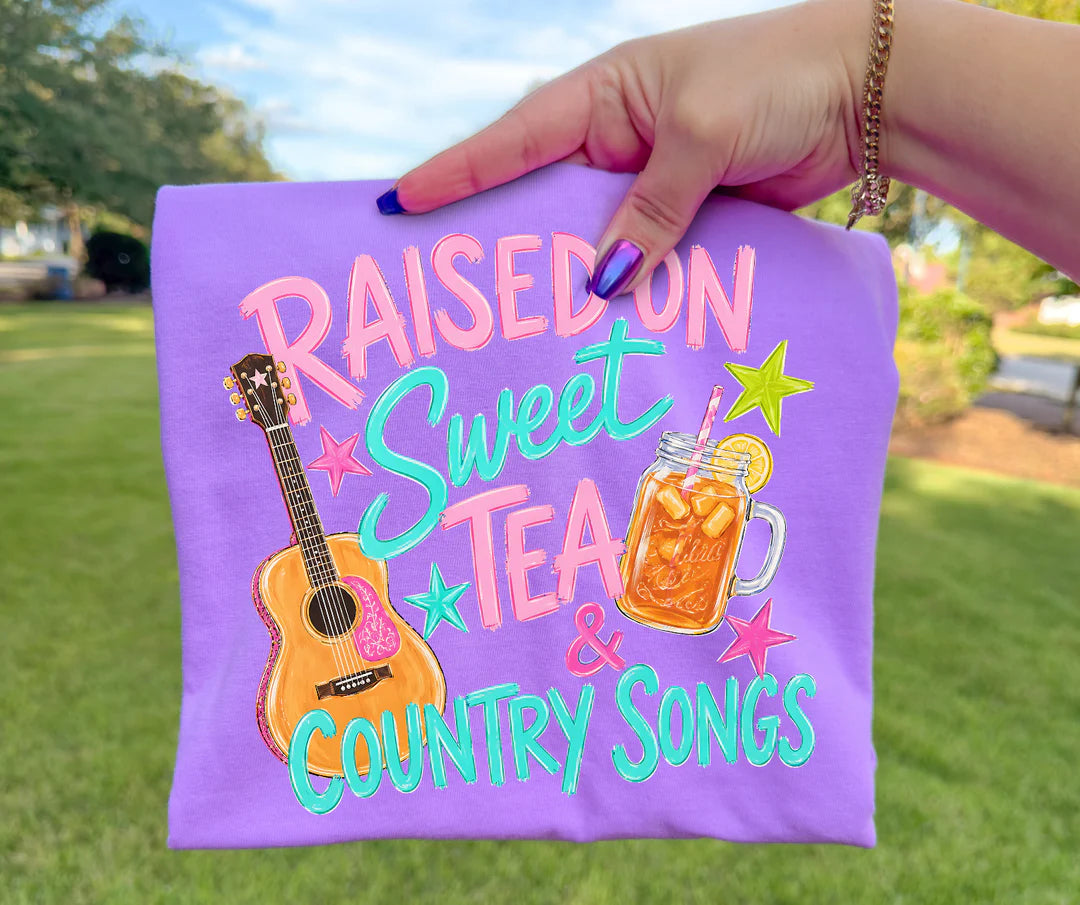 Raised on Sweet Tea and Country Songs - Violet Tee