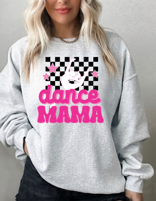 CHECKERED DANCE MOM - ASH CREWNECK